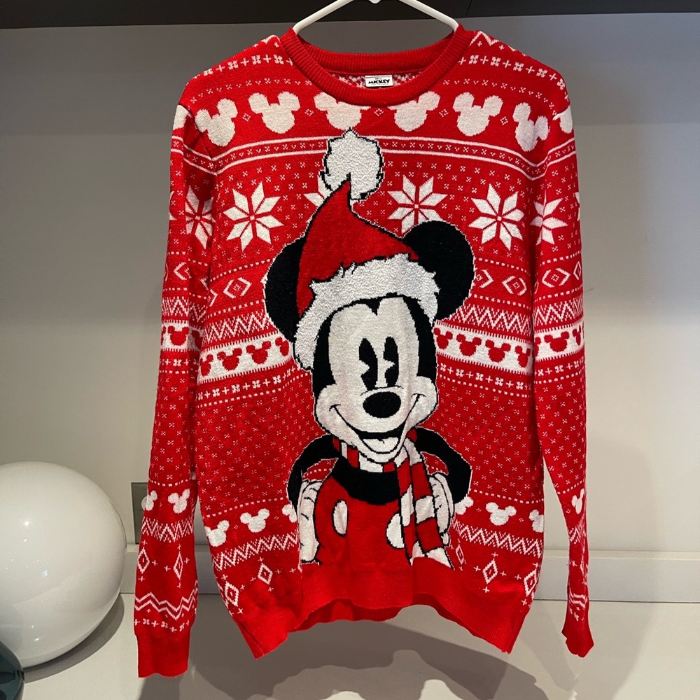$80 Disney Mickey Mouse ugly Christmas sweater Fair aisle snowflake Unisex Large - Picture 8 of 8